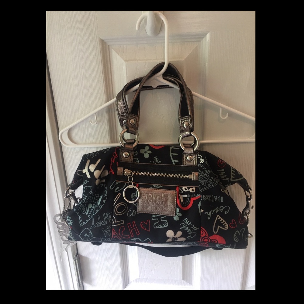 Coach poppy blue and red black purse